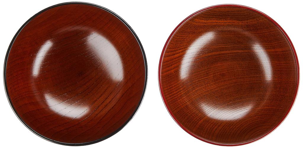 Nakatani Brothers Company Yamanaka Lacquerware Couple's Soup Bowls Brushed Pattern Negoro/Akebono W17-4