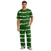 Men's Short Sleeve Pajama Set with Long Pants, Button Crotch, Elastic Waist Drawstring - Comfortable Sleepwear