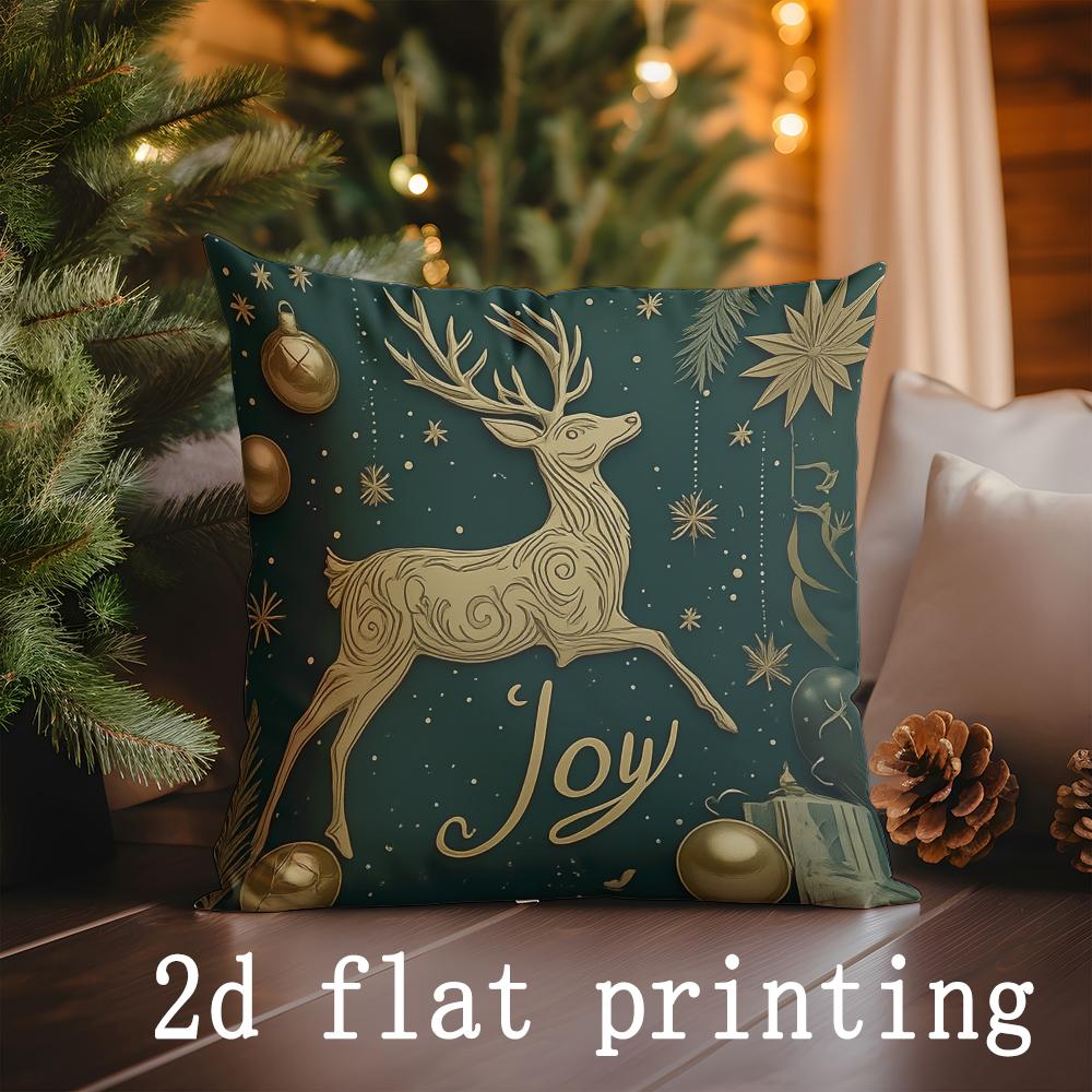 Home Decor Christmas & New Year Themed Decorative Cushions Pattern Cushion Cover Suitable for Sofa Bedroom Car Pillow Cover