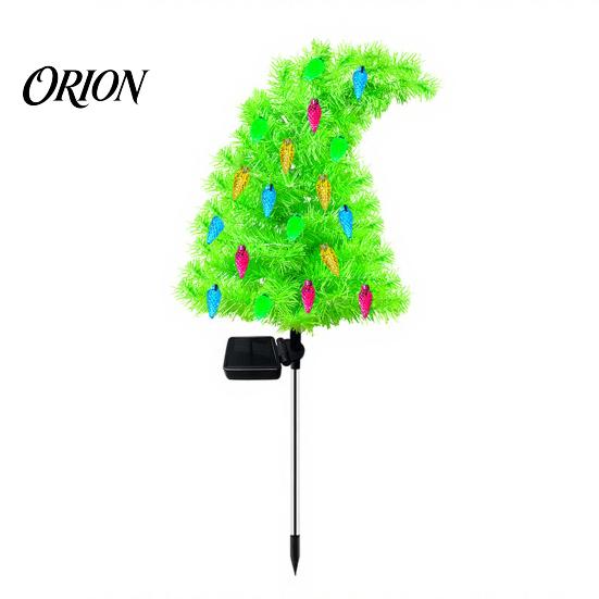 Waterproof Solar Garden Stakes Christmas Tree Stake Lights, Outdoor IP65 Crooked Lamp with Colorful Light for Automatic Dusk to Dawn Lights