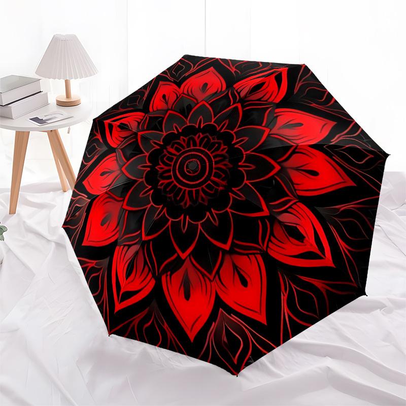 

1 шт. Автоматический складной зонт-трость с 8 ребрами, ветрозащитный, с цветочной мандалой. Для путешествий и ежедневных поездок, подходит для всех сезонов.