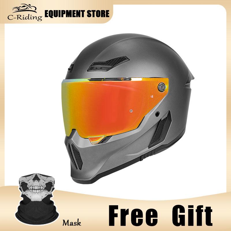C-Riding Winter Warm Cruising Professional Women and Men Safety Hats Retro Cruising Full Helmet DOT Certified Summer