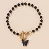 1 Set Neutral Black Beaded Butterfly Pattern Bracelet Fashionable Versatile Light Luxury Niche High-end Personalized Accessories