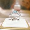 European and American Zircon Imitation Gem Rings Sapphire Rings Sky Blue