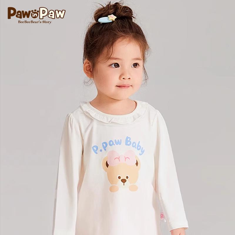 Детская футболка с длинным рукавом PawinPaw с мультяшным мишкой для девочек 90