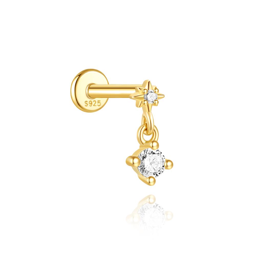 AIDE Coração Bola Redonda Hélice Plana Brinco Piercing Prata Esterlina 925 Tarraxas Geométricas Zircônia Exquisite Adorno Tarraxas Brincos