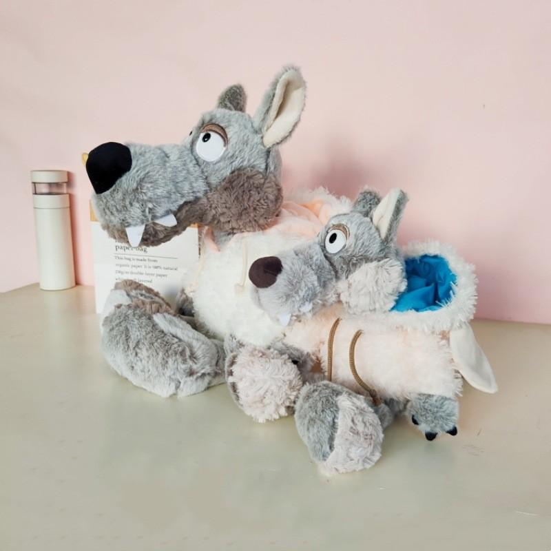 Adorable Plush Wolf Toy Soft Stuffed Animal With Lambskin Disguise Birthday Gift