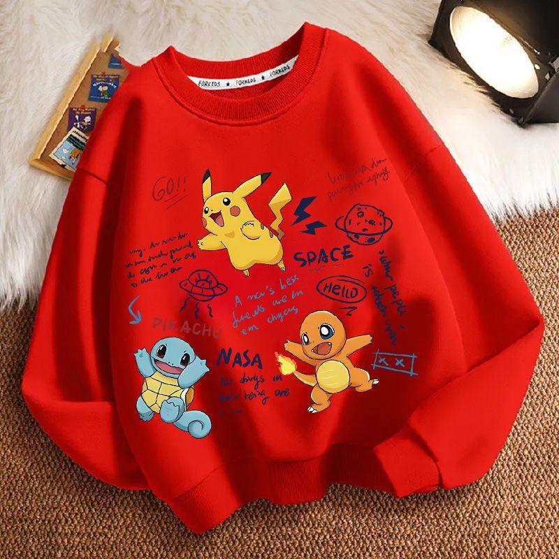 Children's Fashionable Pikachu Sweatshirts, Spring and Autumn Boys' and Girls' Casual Sweatshirts