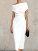 One-Shoulder Ruched High-Waist Tiered Dress for Evening Party, Commute, and Split Cocktail Gown