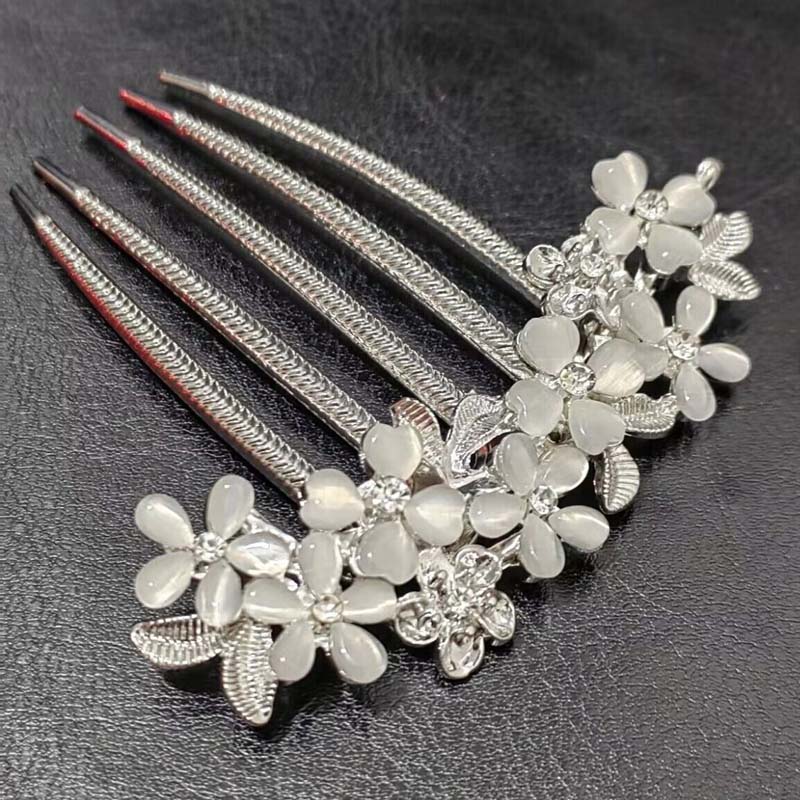 

Роскошные гребни для волос с цветком из стразов, заколка для женщин, модная металлическая U-образная шпилька для волос, палочка для волос, свадебные украшения для невесты
