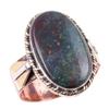 Natural Bloodstone Gemstone Handmade 925 Sterling Silver Two Tone Ring S.8 E7h89