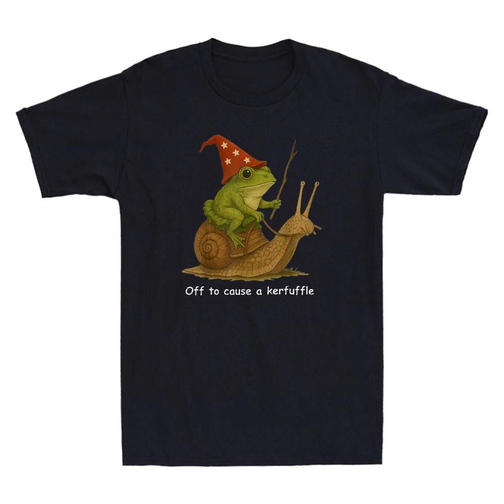 Off to Cause A Kerfuffle Funny Whimsical Frog Wizard Meme T-Shirt U71