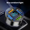 66W Car Super Fast Charger with 4 USB Ports LED Display Real-time Battery Monitoring PD QC3.0 2.4A Car Charger for Phone Tablet