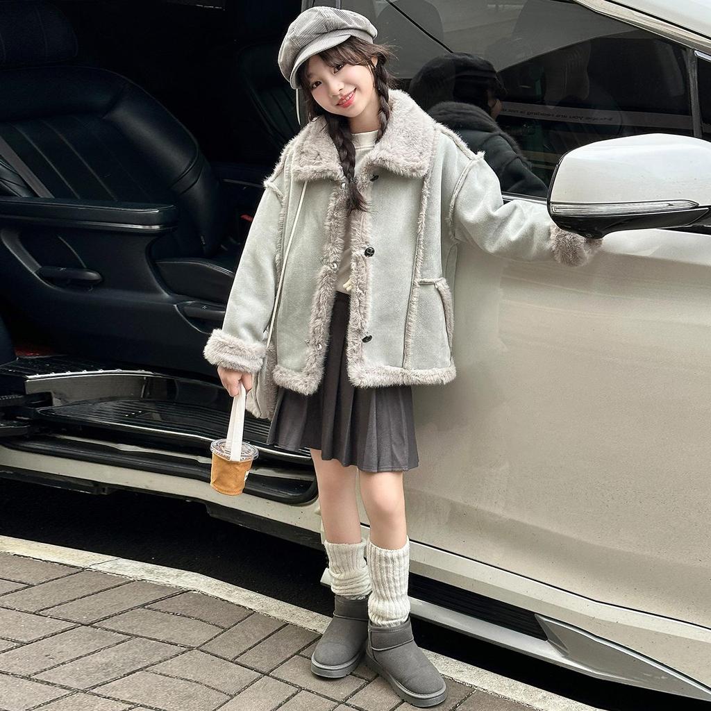 Big Girls' Stylish Thickened Shearling Coat - 2025 Autumn/Winter Fashion