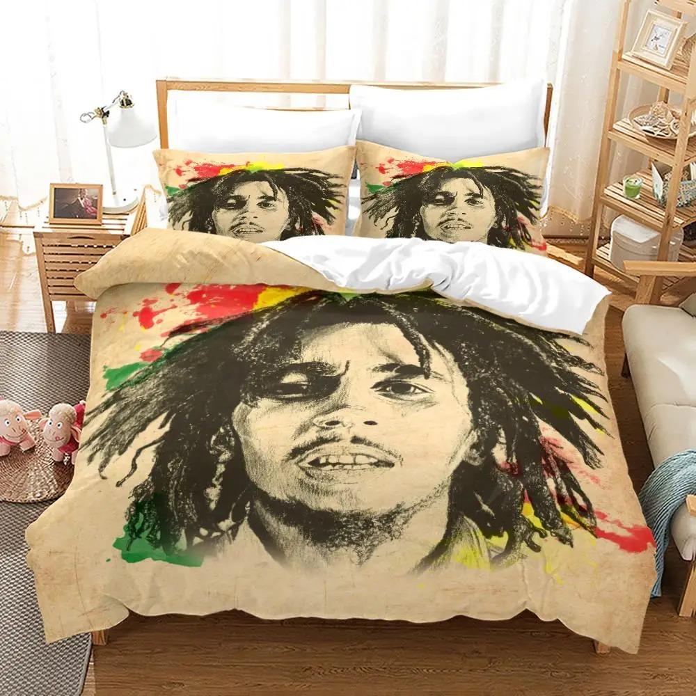Bob Marley Reggae Music Maple Leaf Comforter Bedding Set Soft Comforter Cover With 1/2pcs Pillow Shams For Kids Adults Microfibe