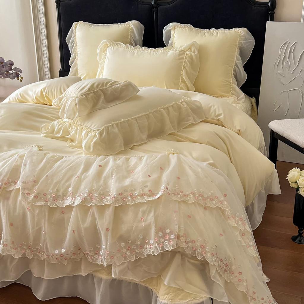Lace Bedding Set Four-piece French Skin-friendly Breathable Bed Sheet Quilt Cover Pillowcase