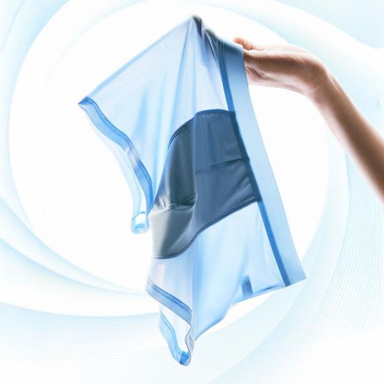 Men Boxer Underwear Elastic Mid-Waist Design Solid Color Shorts Briefs U-Convex Thin Soft Panties Daily Wear
