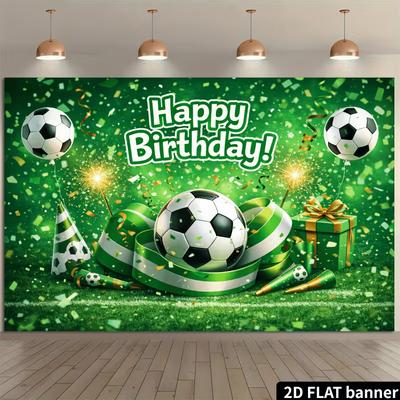 Geburtstagsbanner im Sportdesign, Fußball und grüne Partydekoration für Kinder Fußball-Geburtstagsfeier
