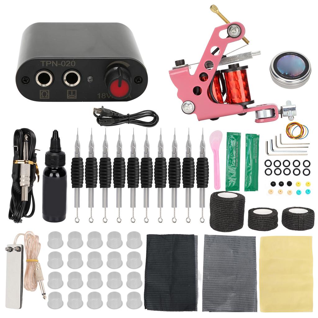 Complete Tattoo Machine Kit Tattoo Power Supply Practice Pigment Practice Skin Repair Cream Set