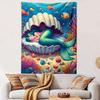 Mermaid Sleeping In Seashell Underwater Patterned Tapestry Decorative Wall Hanging, Home Bedroom Living Room Decor