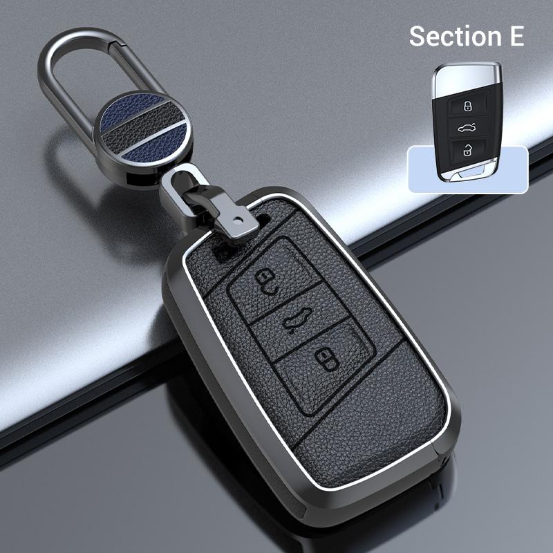 Zinc Alloy Cowhide Car Remote Key Case Shell Fob For VW Volkswagen Passat B8 Magotan For Skoda Kodiaq Superb A7 Smart Keyless