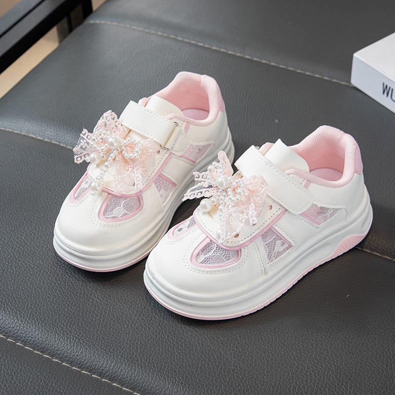 

Girls sports shoes Children s breathable mesh board shoes 2025 new pearl bow casual shoes Girls white shoes 32-37 yards, 6 pairs in one hand рожевий