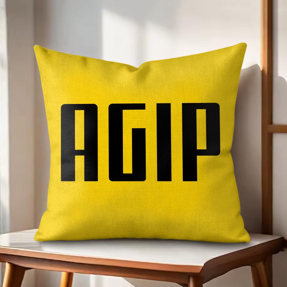 Cool AAgip Logo Cushion Cover Natural Linen Organic Fabric DoubleSided Printing Couch Pillow Covers Home Decor