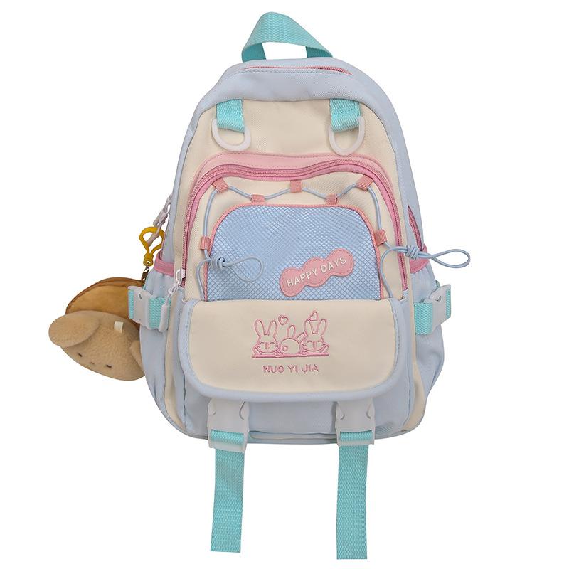 Schoolbag college style cute small fresh contrasting color schoolbag female junior high school girl high school student backpack travel lightweight 