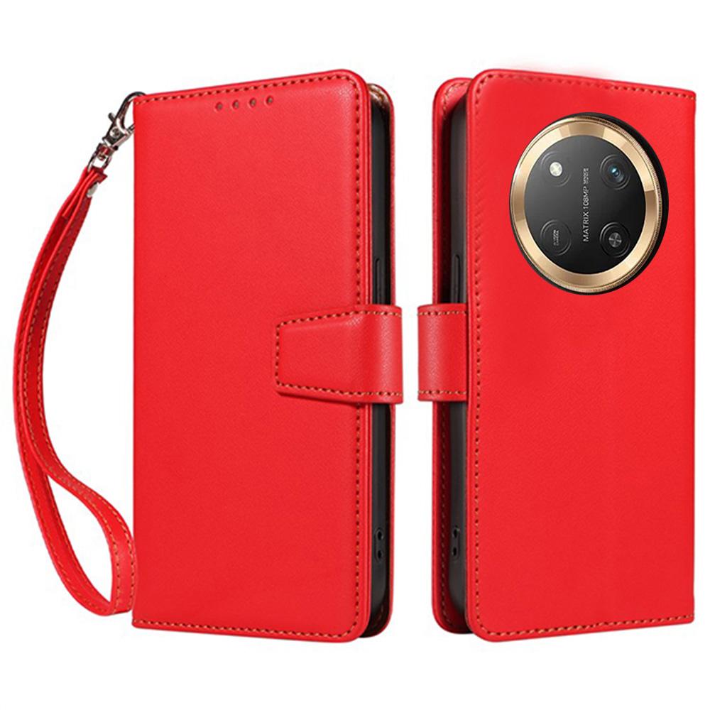 For Honor X60 Pro 5G/X9c 5G Case RFID Blocking Leather Wallet Flip Phone Cover with Wrist Strap