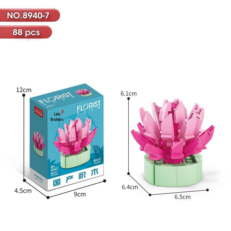 Succulent Bonsai Building Block Flowers - Compatible with Lego, Small Particle Assembly Toys for Girls