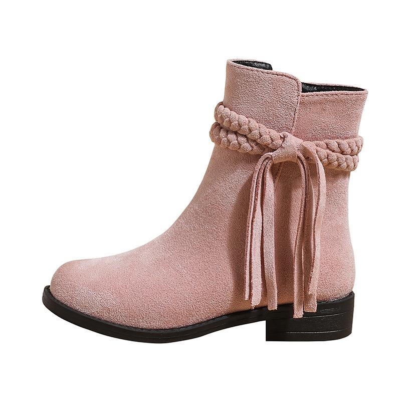 

Ботинки для девочек Весна и Осень 2025 Новые Зимние Детские Маленькие Девочки Дети Подростки Замшевые Детские Короткие Ботинки Ботинки Мартин Женские 36 (inner length 24.6CM) розовый