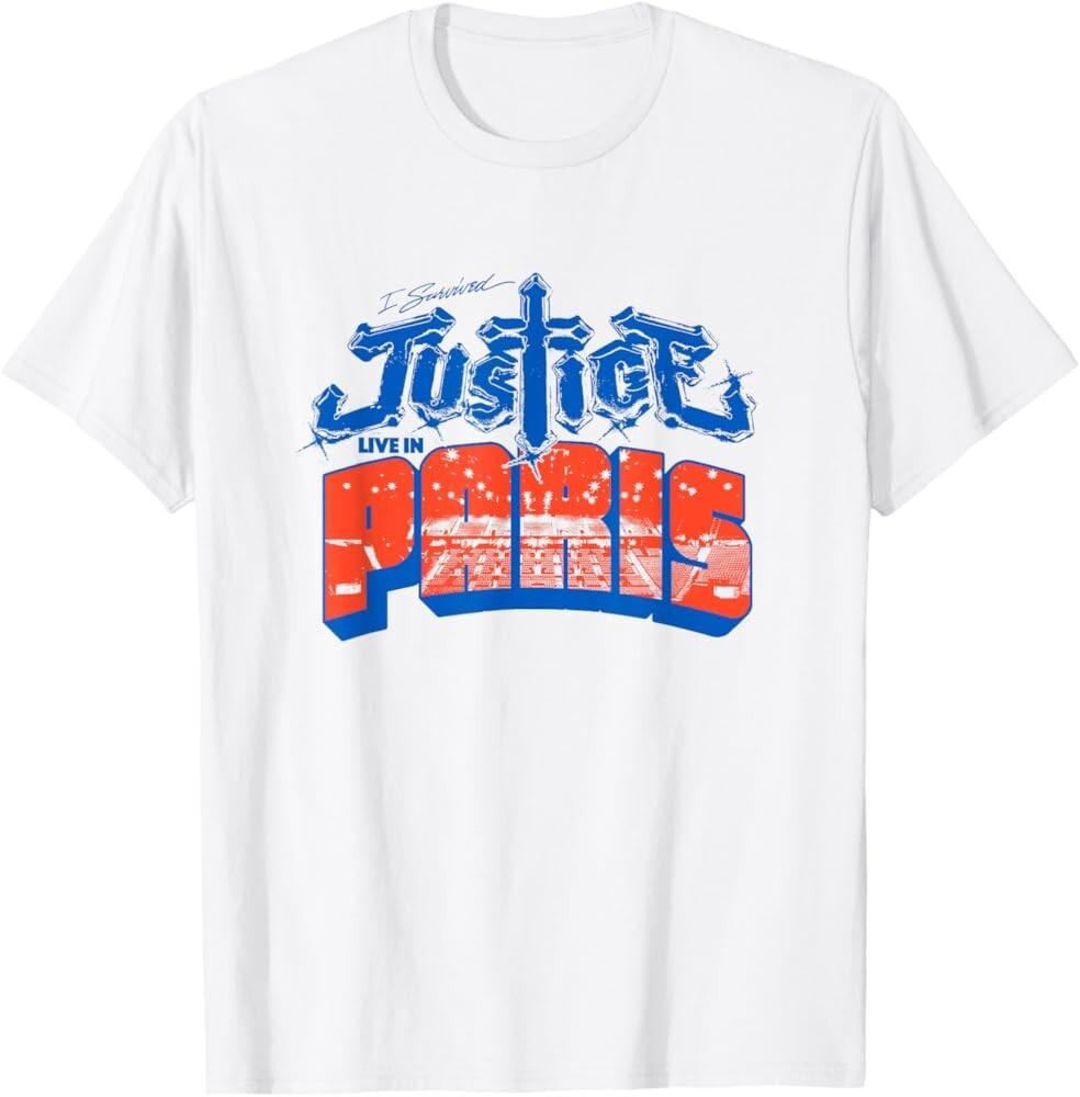 Justice Band I Survived Justice Live in Paris Shirt White Unisex S-5XL ND1003 Unisex T-Shirt L