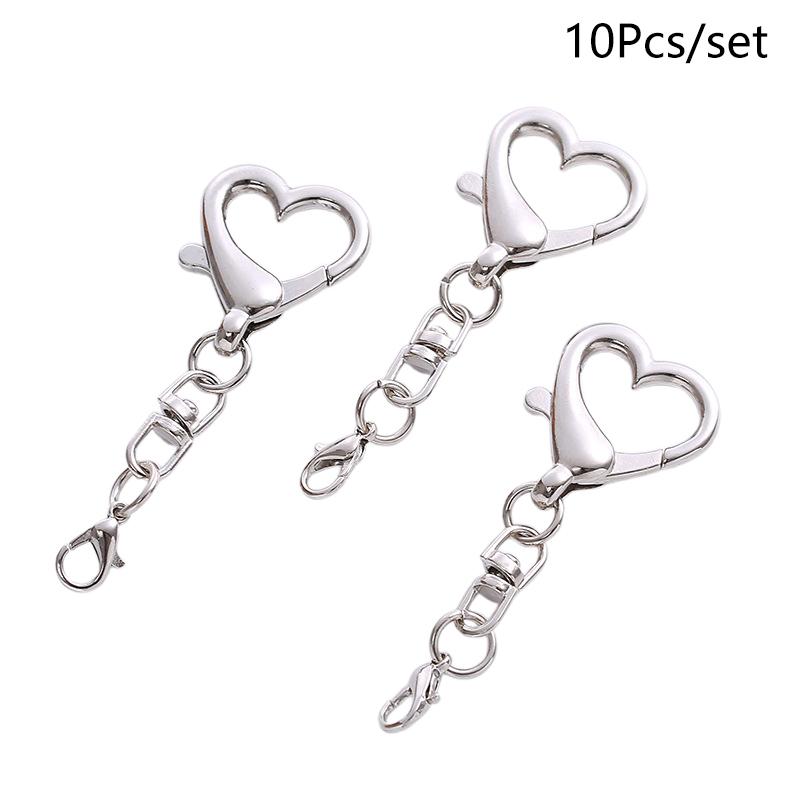 10Pcs Unique Alloy Heart Keyring Pendant Heart Shaped Clasp For Diy Projects