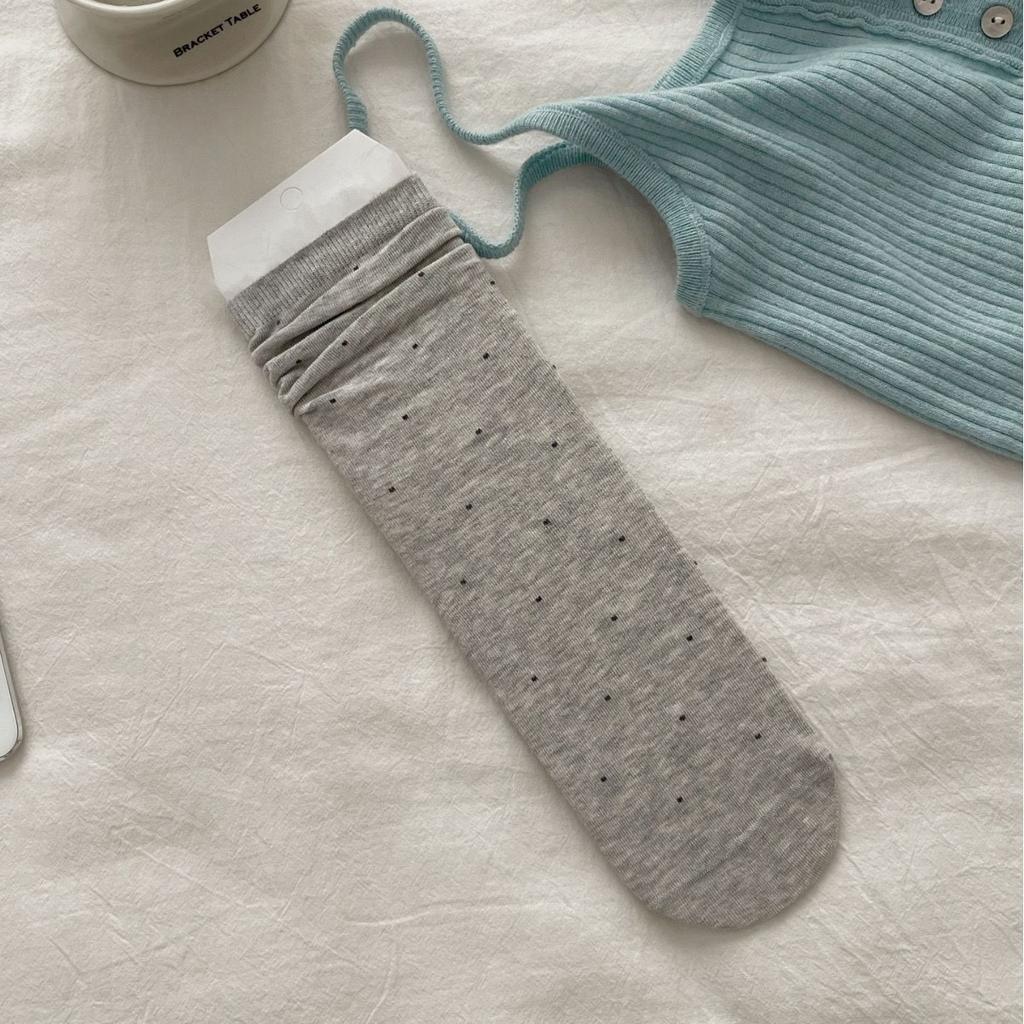 Sommer Dünne Netz Polka Dot Socken Einfarbig Spitze Spitze Mittelhohe Socken Wind Baumwolle Nahtlose Stapelsocken