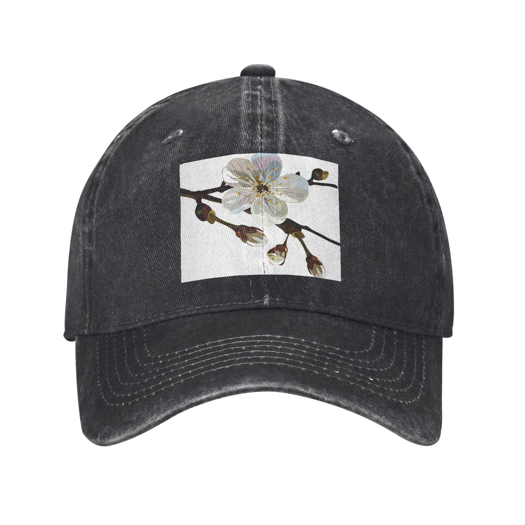 

Японська Сакура Цвітіння Вишні Бейсболки Snapback Джинсові Капелюхи Регульована Кепка Streetwear Бейсбольний Ковбойський Капелюх Унісекс Жінки One Size