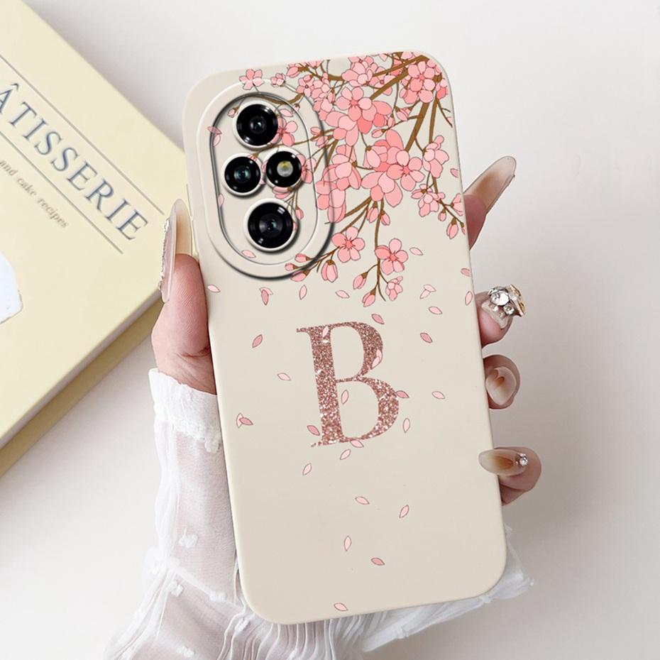 Fashion Crown Initial Letter Case For Honor 200 ELI-AN00 Lens Protective Cover For Honor200 5G Soft Silicone Phone Cases
