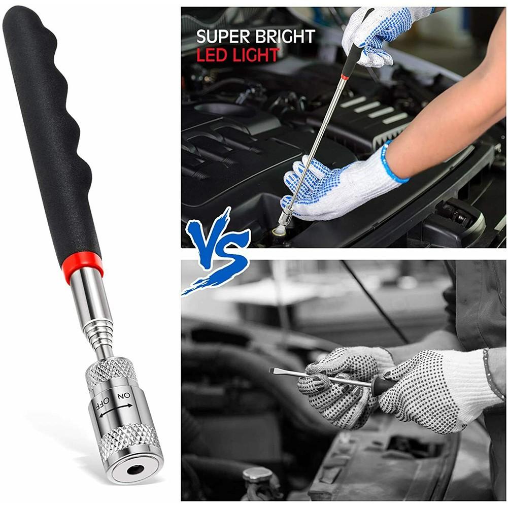 Metal Rod Magnet Pickup Tool 1.5lb 10lb Equipment Hand Tools Magnetic Replacement 2Pcs Kit Rubber Grip Metal Rod