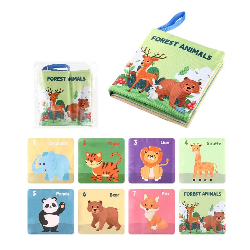 

Baby Cloth Book Early Learning Toy Animal Character Food Recognition Book Palm Forest