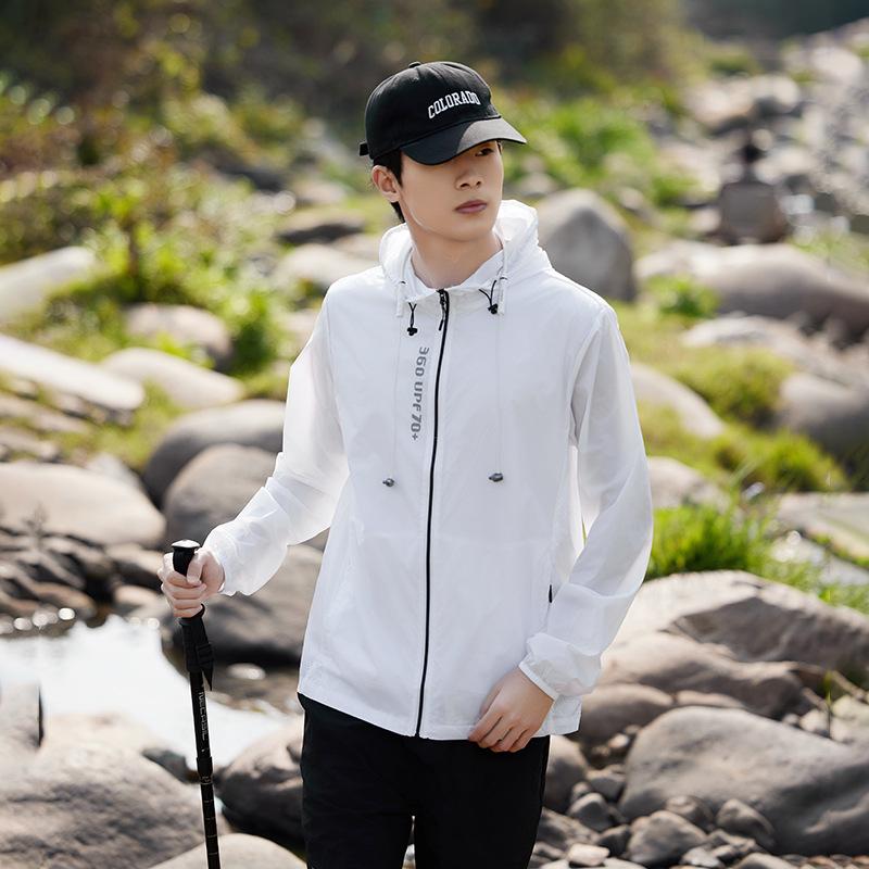 1011 Sunscreen Clothing UPF10 + Summer Ice Silk Breathable Fishing Clothing Men's and Women's UV Protection Skin Clothing Hooded Jacket