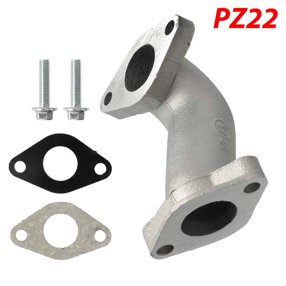 Motorcycle PZ19 PZ22 Intake Pipe Manifold with Gasket Screw Kit for 50cc 70cc 90cc 110cc 125cc Engine Pit Dirt Bike ATV Quad
