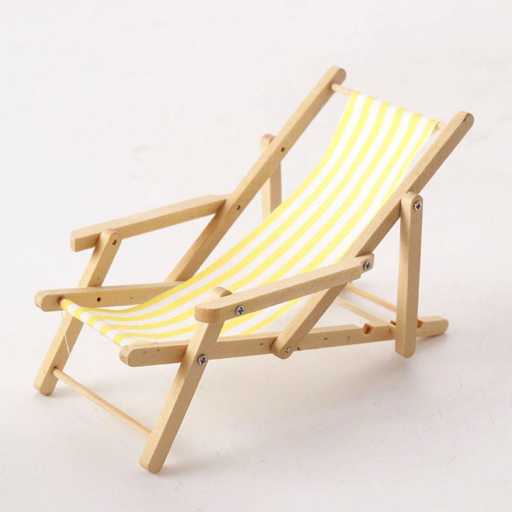 Wooden 1/12 Dollhouse Chair Multicolors Summer Vacation Beach Chair  For OB11 Doll