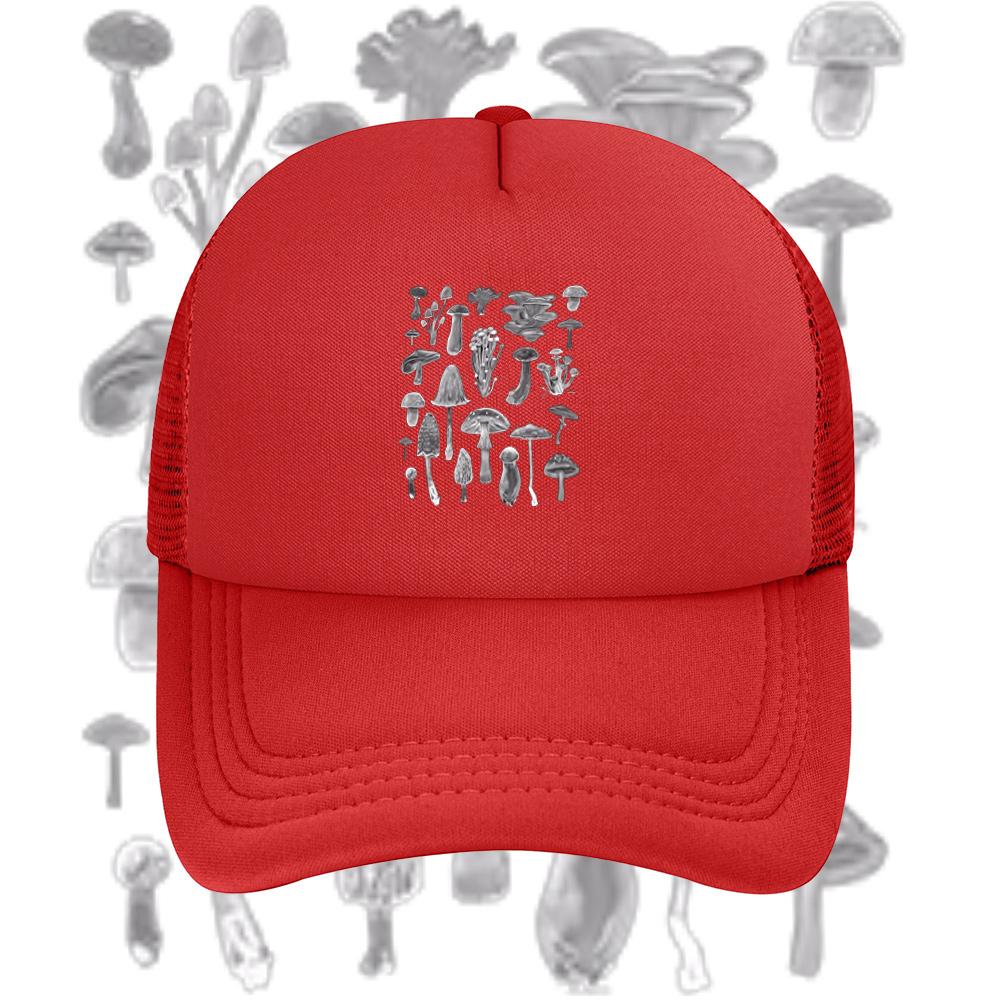 Mushrooms illustration black background fungus art Baseball Cap Anime Graphic Hats Adult Unisex Women Sports Outdoor