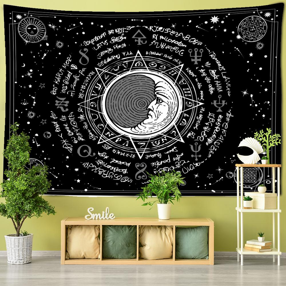 Crow Pattern Tarot Card Tapestry Wall Hanging Tapiz Hippie Witchcraft Mystery Constellation Art Dormitory Home Decor