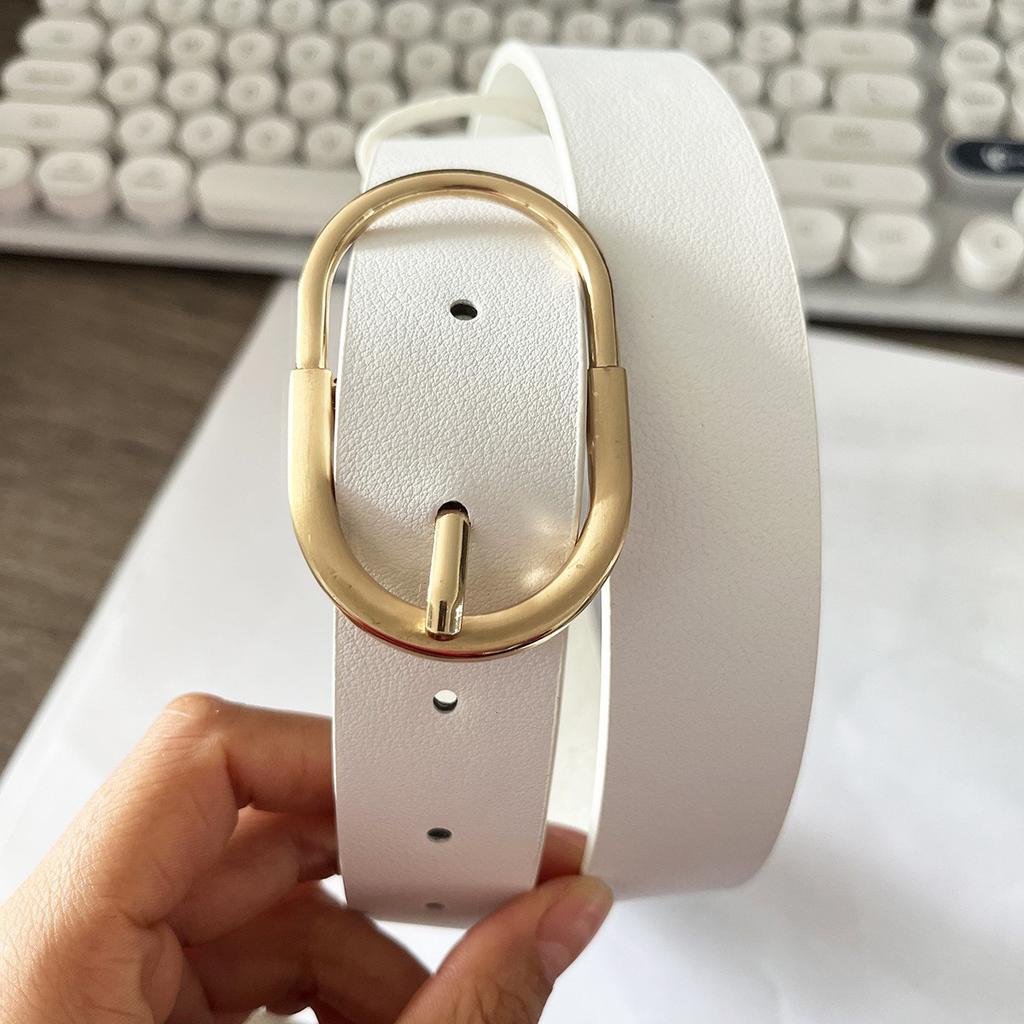 Korean Ins Versatile Square Japanese-buckle Belt for Women, Black Fashionable and Elegant Decoration, New Year's Belt for Ladies