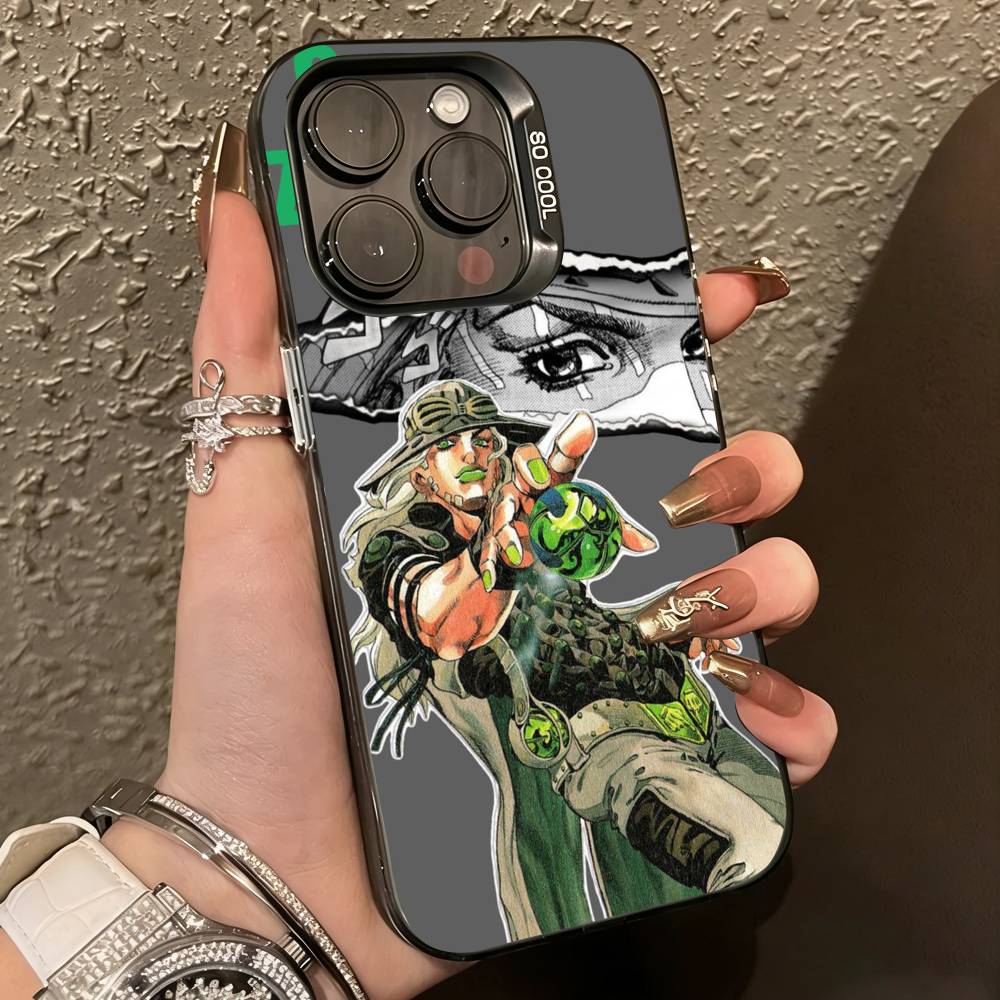 Anime JoJo's A-Adventure Zeppeli Phone Case For iPhone17,16,15,14,13,12,11Plus,Pro Max,XS,Colorful Silver Phone case Funda Cover