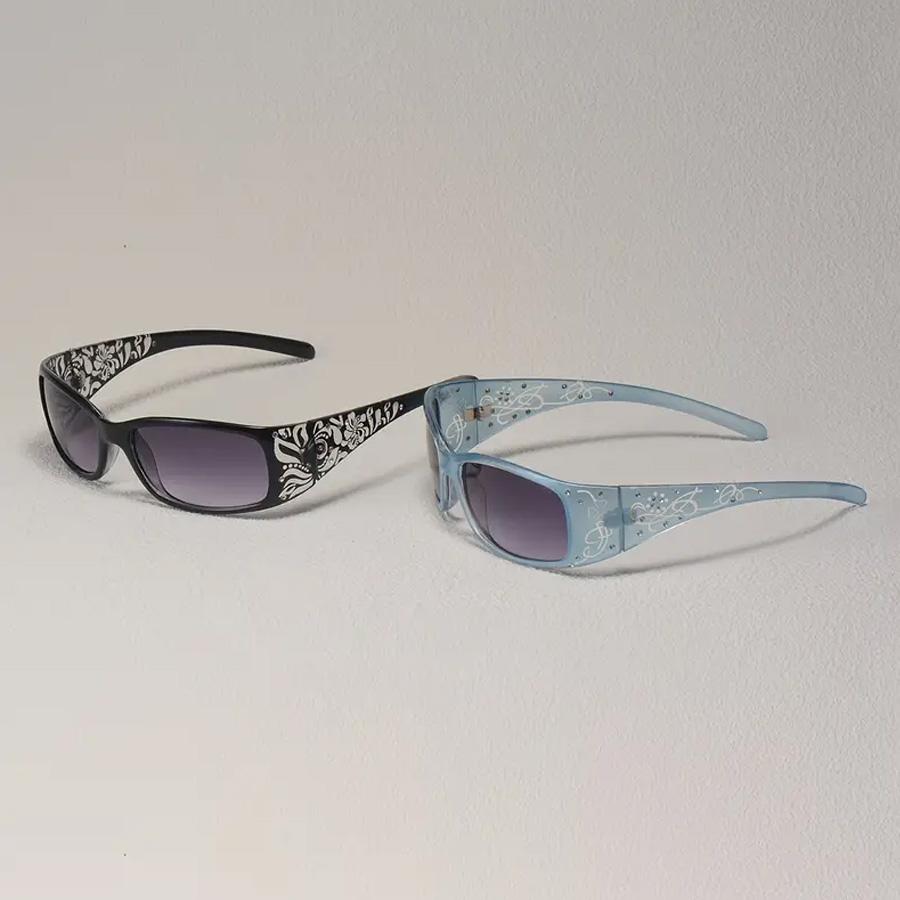 2PCS Vintage Classic Pattern Decoration Women's Sunglasses Y2K Suitable For Travel Vacation Decoration Glasses
