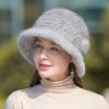 Mink fur straw hat children's autumn and winter hat fisherman hat fashion warm basin hat new woven elegant hat
