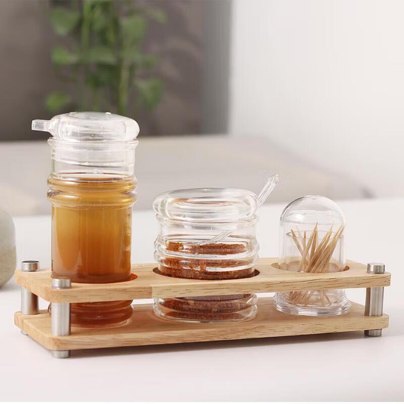 ZLIII Acrylic Condiment Set with Wood Base