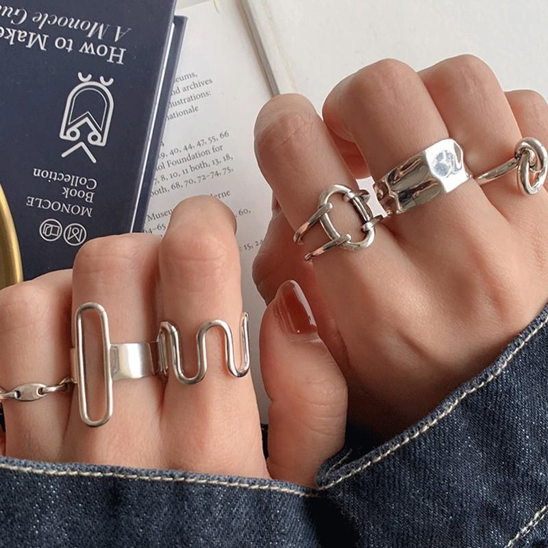 Design Geometric Stunning Silver Ring For Women Adjustable 925 Sterling Silver Jewelry