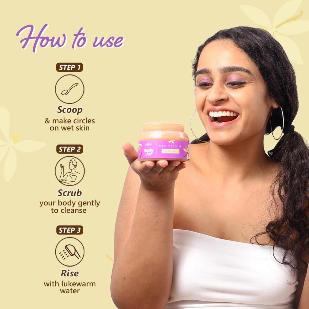 Plum BodyLovin' Vanilla Vibes Sugar Body Scrub 200g Pack of 1 | Moisturizing, Skin Brightening & Vegan Exfoliant